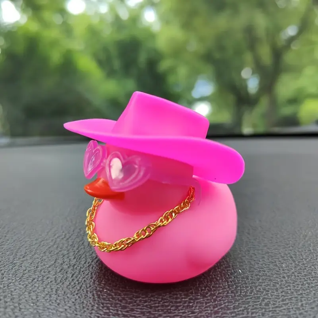 Резиновая розовая уточка в шляпе в очках Crazy Duck на торпеду Podarkus AD014-5 - Фото 1 Резиновая розовая уточка в шляпе в очках Crazy Duck на торпеду Podarkus AD014-5 - изображение 1
