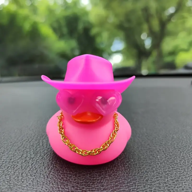 Резиновая розовая уточка в шляпе в очках Crazy Duck на торпеду Podarkus AD014-5 - Фото 3 Резиновая розовая уточка в шляпе в очках Crazy Duck на торпеду Podarkus AD014-5 - изображение 3