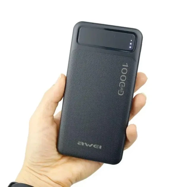Портативный повербанк Awei P5K 10000 мАч зарядное устройство с 2 портами USB Черный 8141 - изображение 5