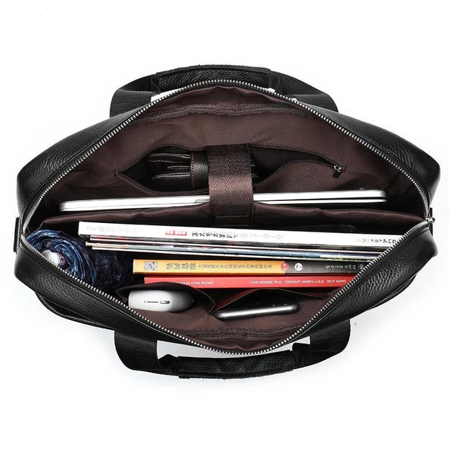 Кожаная мужская сумка для ноутбука 15.6 дюйма Tiding Bag N8256 Черная 39х29х7 см - Фото 10 Кожаная мужская сумка для ноутбука 15.6 дюйма Tiding Bag N8256 Черная 39х29х7 см - изображение 10