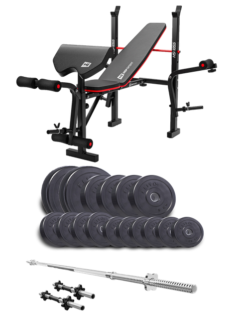 Набор Elitum Titan 68 кг штанга гантели скамья HS-1055 Pro для жима - изображение 2