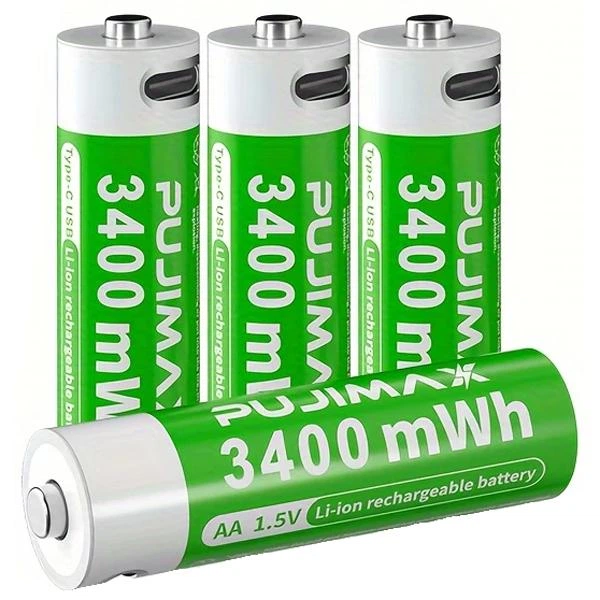 Акумулятор PUJIMAX 1.5V формату AA 3400 mWh (4шт+кабель+коробка) - Фото 2 Акумулятор PUJIMAX 1.5V формату AA 3400 mWh (4шт+кабель+коробка) - зображення 2