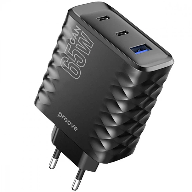 СЗУ Proove Speed Surge Gan 65W (USB + 2 Type-C) black - Фото 1 СЗУ Proove Speed Surge Gan 65W (USB + 2 Type-C) black - изображение 1