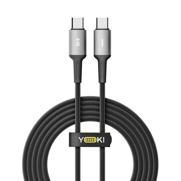 USB YOKI POWER YK-PO70 Type-C to Type-C 100W 2m Черный - Фото 1 USB YOKI POWER YK-PO70 Type-C to Type-C 100W 2m Черный - зображення 1