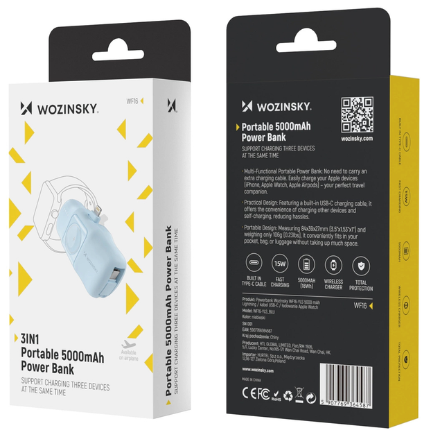 Powerbank Wozinsky WF16-YLS 5000mAh 15W Lightning Niebieski (WF16-YLS_BLU) - obraz 10