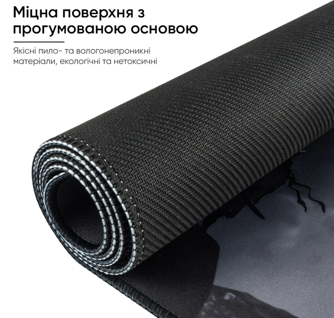 Игровая поверхность (Коврик для мыши) U&P Самурай MSS9 (80×30 см) прошитые края Черный/Серый - изображение 4
