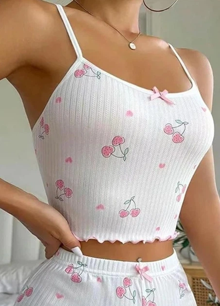 Жіноча піжама з майки-топу та шортиків Love Cherry (1727-46-04) Комбінований L No Brand (46) - Фото 3 Жіноча піжама з майки-топу та шортиків Love Cherry (1727-46-04) Комбінований L No Brand (46) - зображення 3
