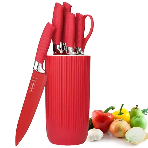 Набір кухонних ножів Royalty Line RL-NC07R Red - зображення 1