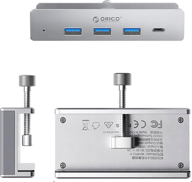 Hub USB Orico Clamp-Mounted USB-C / 3x USB-A 3.0 + 1x USB-C 3.0 (MH4PC) - obraz 2