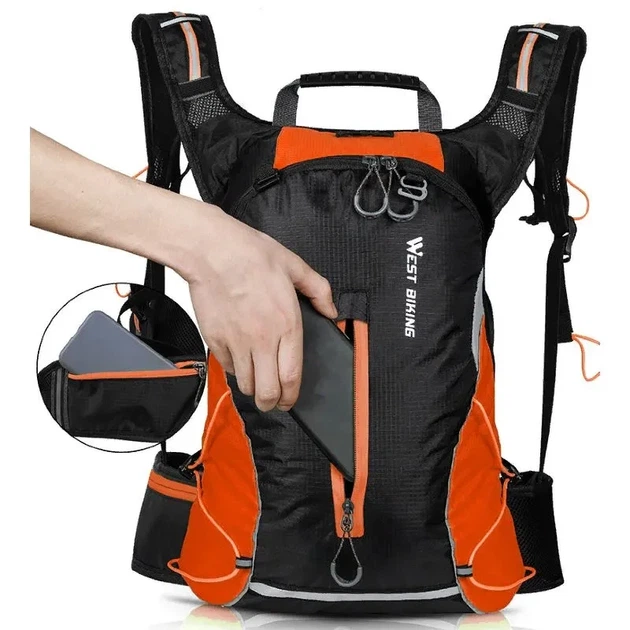 Велосипедный рюкзак West Biking YP0707246 16L водонепроницаемый Оранжевый - изображение 10