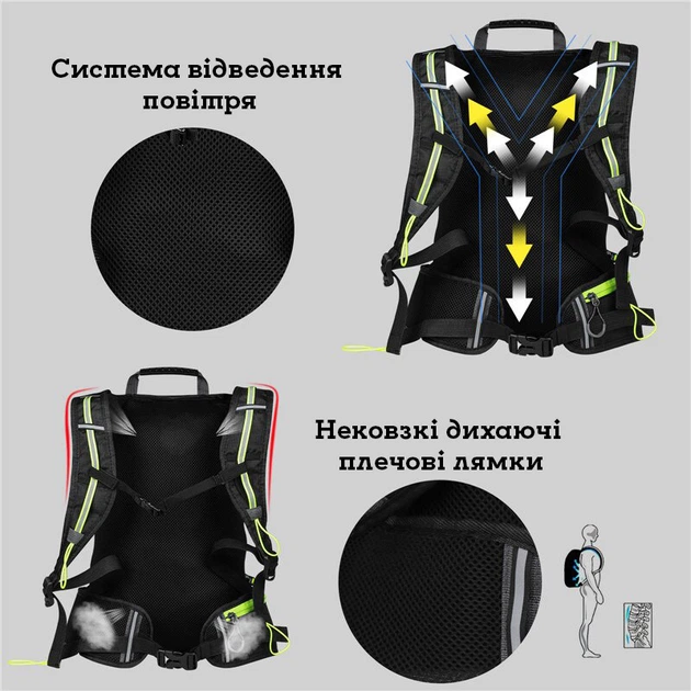 Велосипедний рюкзак West Biking YP0707246 16L водонепроникний Жовтий - зображення 11