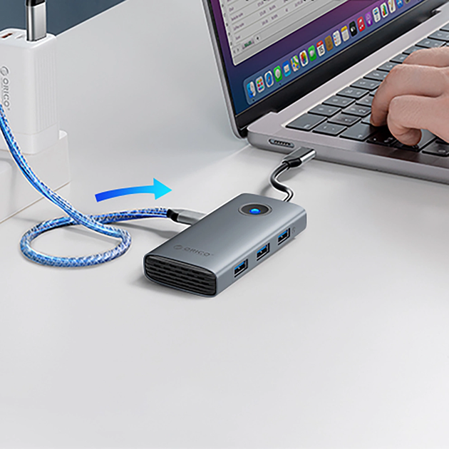 Hub USB Orico Docking Station 1x USB-A 3.0 + 2x USB-A 2.0 + 1x USB-C PD + 1x HDMI (PW11-5P) - obraz 4