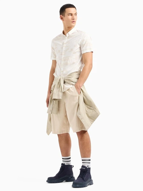 Рубашка хлопковая летняя мужская Armani Exchange 703022543 2XL Молочная (1159862931) - Фото 3 Рубашка хлопковая летняя мужская Armani Exchange 703022543 2XL Молочная (1159862931) - изображение 3