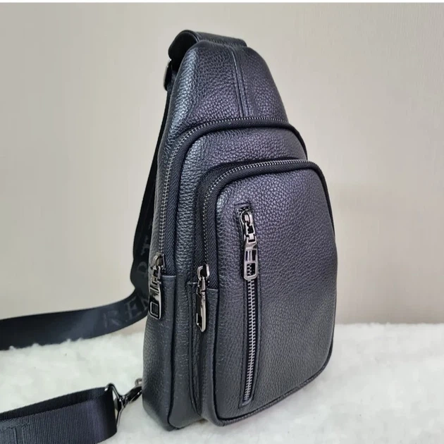 Сумка-слинг мужская черная через плече из натуральной кожи TIDING BAG 68223 - Фото 1 Сумка-слинг мужская черная через плече из натуральной кожи TIDING BAG 68223 - изображение 1