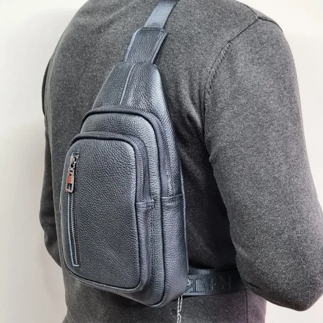 Сумка-слинг мужская черная через плече из натуральной кожи TIDING BAG 68223 - Фото 3 Сумка-слинг мужская черная через плече из натуральной кожи TIDING BAG 68223 - изображение 3