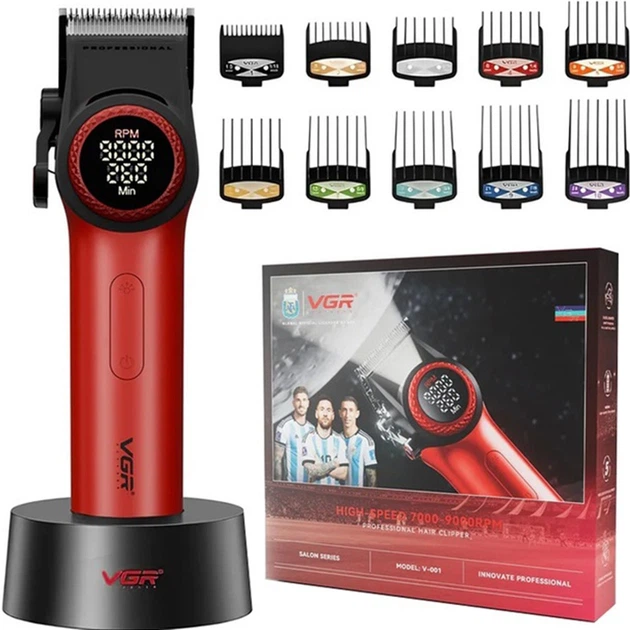 Машинка для стрижки VGR V-001 red аккумуляторная профессиональная - изображение 7