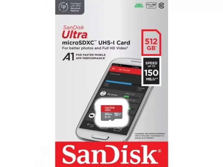 Карта пам'яті SanDisk 512 GB microSDXC UHS-I Ultra A1 + SD adapter (SDSQUAC-512G-GN6MN) - изображение 2