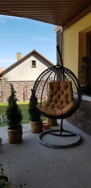 Підвісне крісло-кокон з техноротангу Garden Коричневий, вулична гойдалка, гамак для відпочинку на природі, до 150 кг - зображення 2