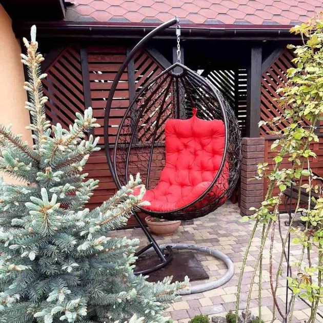 Підвісне крісло-кокон з техноротангу Garden Коричневий, вулична гойдалка, гамак для відпочинку на природі, до 150 кг - зображення 9