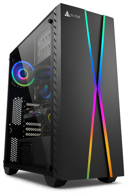 Корпус Mini-Tower з БЖ 500Вт GOLDEN FIELD M8B ( скло, без вентиляторів, LED-Light, 1xUSB3.0, висота кулера 150 мм, довжина відеокарти - 320 мм, mATX, 390х188х372 мм) - изображение 2