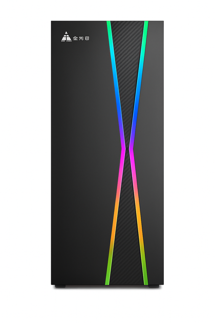 Корпус Mini-Tower з БЖ 500Вт GOLDEN FIELD M8B ( скло, без вентиляторів, LED-Light, 1xUSB3.0, висота кулера 150 мм, довжина відеокарти - 320 мм, mATX, 390х188х372 мм) - изображение 3