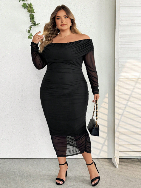Сукня міді осіння жіноча SHEIN GD-00206687 6XL Чорна (DN3012300118866) - зображення 1