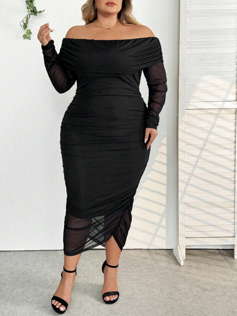 Сукня міді осіння жіноча SHEIN GD-00206687 6XL Чорна (DN3012300118866) - зображення 6