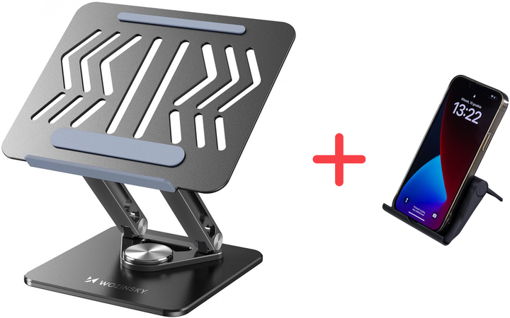 Podstawka pod laptopa Wozinsky WRS-CPY84SB 360 Black (5907769364600) + Podstawka do smartfona gratis! - obraz 1