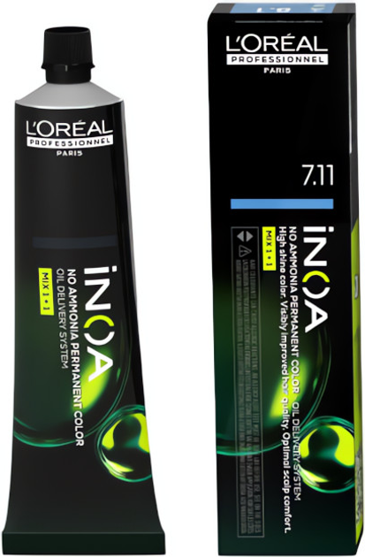 Farba do włosów L’Oreal Professionnel Paris iNOA Color 7.11 Deep Ash Blonde bez amoniaku 60 g (3474637130237) - obraz 1