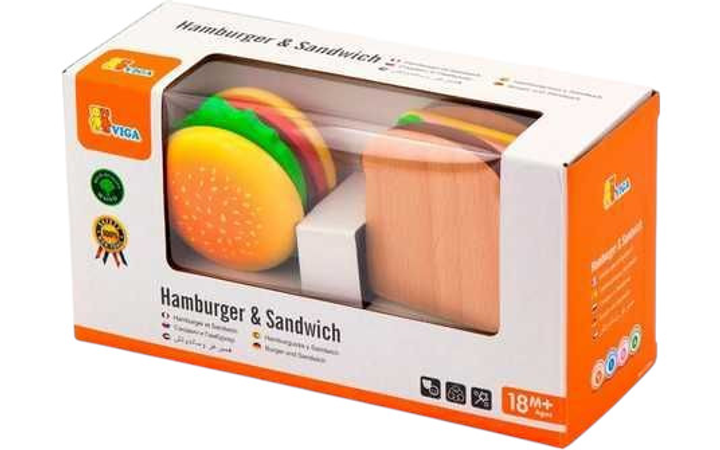 Drewniany zestaw do krojenia Viga Hamburger i Kanapka 50810 (6934510508104) - obraz 11