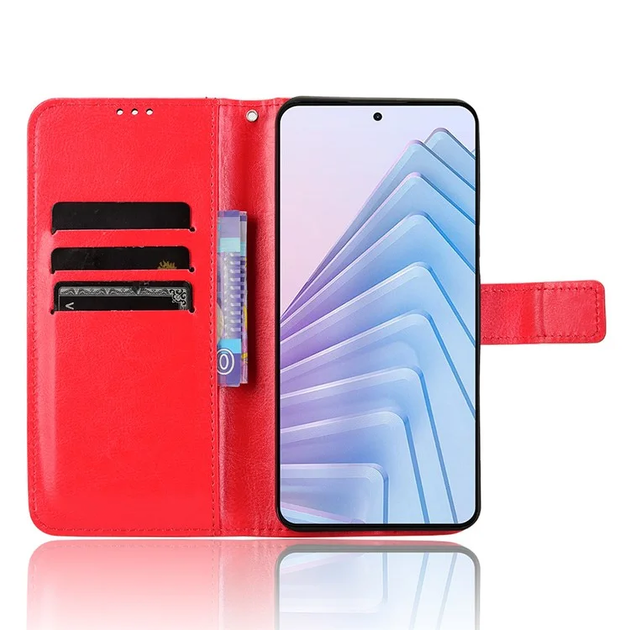 Чехол Idewei для Xiaomi Redmi Note 14 4G EU Version книжка кожа PU с визитницей красный - Фото 4 Чехол Idewei для Xiaomi Redmi Note 14 4G EU Version книжка кожа PU с визитницей красный - изображение 4