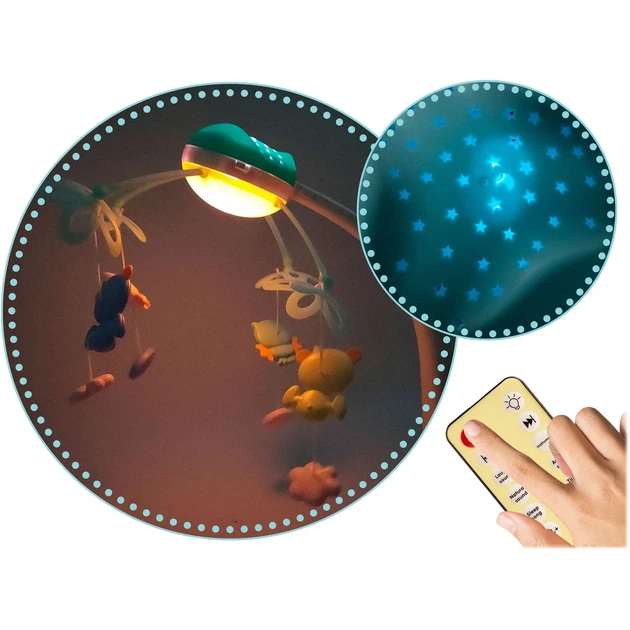 Мобіль на дитяче ліжечко Ricokids RK-813 з проектором, мелодіями та пультом керування Блакитний - зображення 2