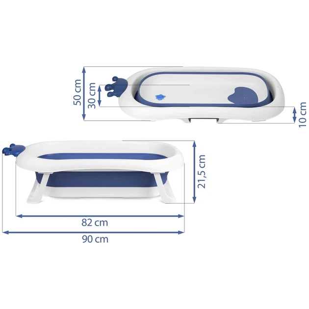 Складна дитяча ванночка Ricokids RK-280 з подушкою та термодатчиком 82×50 см Біло-синя - зображення 2