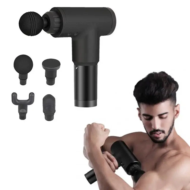Портативний ручний масажер Fascial Gun KH-320 чорний - зображення 3