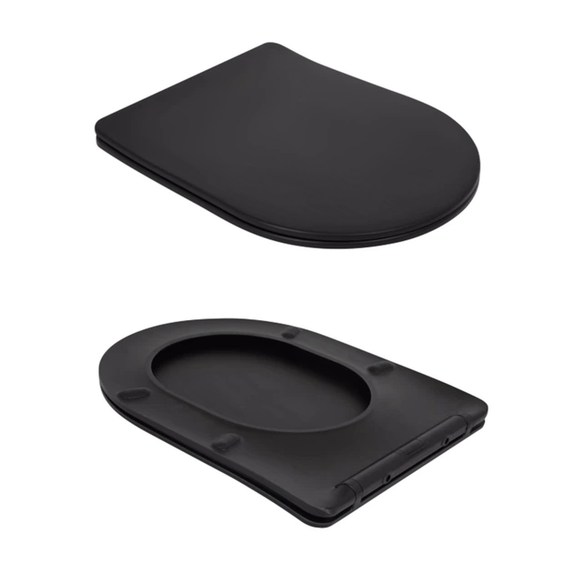 Напольный унитаз Qtap Robin Ultra Quiet безободочный с сиденьем Soft-close MATT BLACK QT13226083AMB - изображение 8