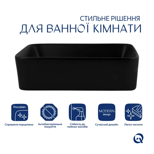 Раковина-чаша Qtap Tern 480х370х135 Matt black QT176069MB - Фото 3 Раковина-чаша Qtap Tern 480х370х135 Matt black QT176069MB - изображение 3