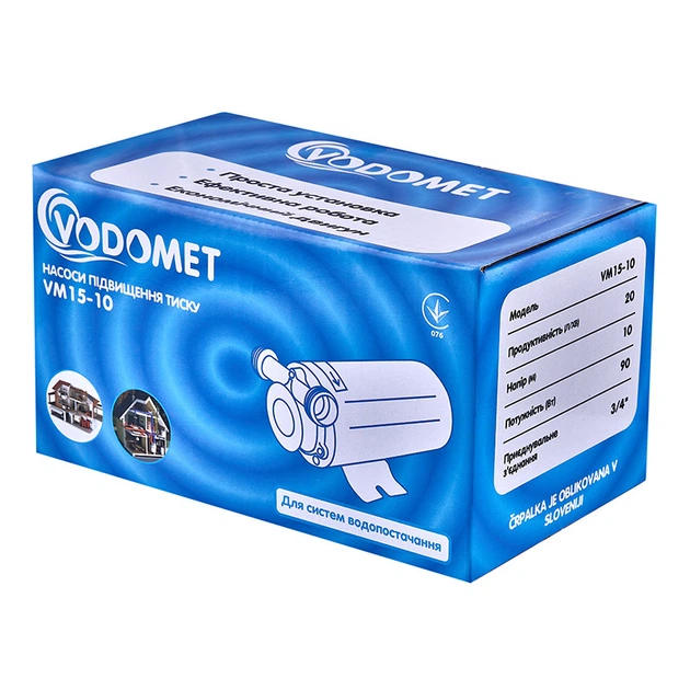 Насос повышения давления Vodomet VM15-10 Н=10М, Q=1,2кбМ, P=90Вт (корпус-нерж) (VO4205) - Фото 8 Насос повышения давления Vodomet VM15-10 Н=10М, Q=1,2кбМ, P=90Вт (корпус-нерж) (VO4205) - изображение 8