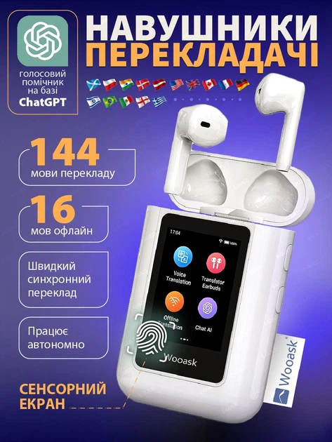 Translator Earbuds 翻訳機 Наушники-переводчики Wooask A8 ChatGPT электронный переводчик с