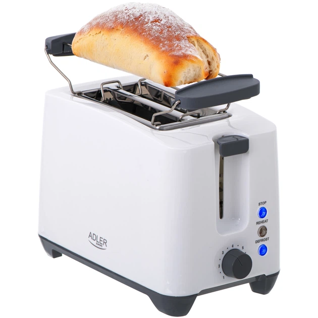 Тостер Adler AD 3216 1000W 2 отделения 7 режимов обжаривания размораживания подогрев булок White (AD3216) - Фото 6 Тостер Adler AD 3216 1000W 2 отделения 7 режимов обжаривания размораживания подогрев булок White (AD3216) - изображение 6