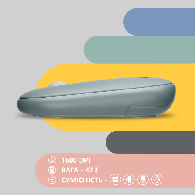 Миша 2E MF300 Silent WL BT Ashen Green (2E-MF300WGN) + Ігрова поверхня 2E Capybarra S Blue у подарунок! - зображення 7