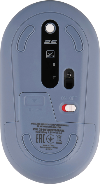 Миша 2E MF300 FLORA:MALLOW Silent WL BT Blue (2E-MF300WFLORABL) + Ігрова поверхня 2E Capybarra S Blue у подарунок! - зображення 3