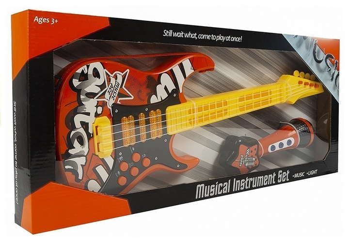 Електрична гітара Lean Toys зі струнами та мікрофоном Червона 3361 (5905515350129) - зображення 1