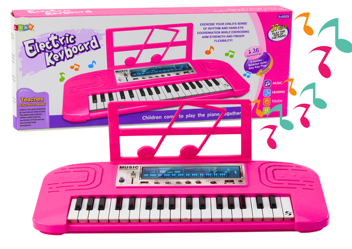 Pianino elektryczne dla dzieci Lean Toys z 36 melodiami Różowe 18237 (5905991015680) - obraz 1