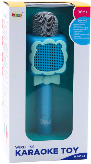 Mikrofon bezprzewodowy do karaoke Lean Toys z nagrywaniem i zmianą głosu Bluetooth Niebieski 24709 (5905991057598) - obraz 1