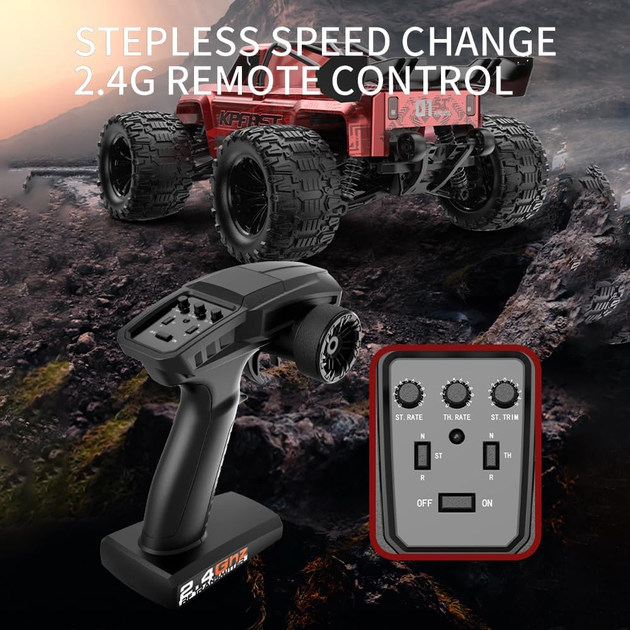 Радіокерована машинка KFPLAN KF18 Brushless 1:14 4WD, RC монстр трак до 55 км/год, безщітковий позашляховик, дрифт авто на пульті - зображення 11