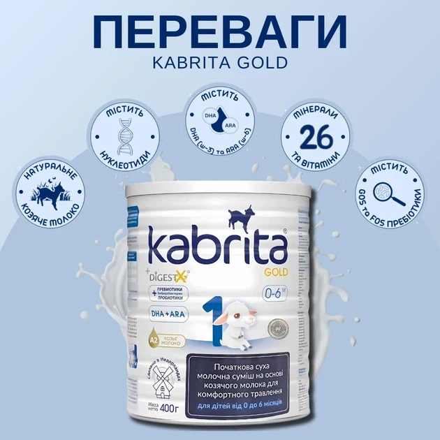 Детская смесь Kabrita 1 Gold (0-6 мес) на козьем молоке 800 г - Фото 4 Детская смесь Kabrita 1 Gold (0-6 мес) на козьем молоке 800 г - изображение 4
