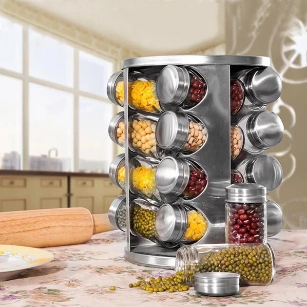Карусель для спецій, набір ємностей, баночок для спецій Spice Carousel карусель на 16 ємностей - зображення 4