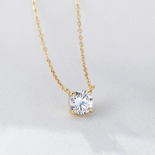 Ланцюжок на шию Solitaire з кристалом Swarovski, золотистий - зображення 2