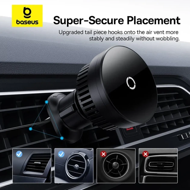 Автодержатель для телефона Baseus MagPro Series Magnetic Wireless Charging Car Mount Air Vent Version Black (C40164100121-00) - изображение 11