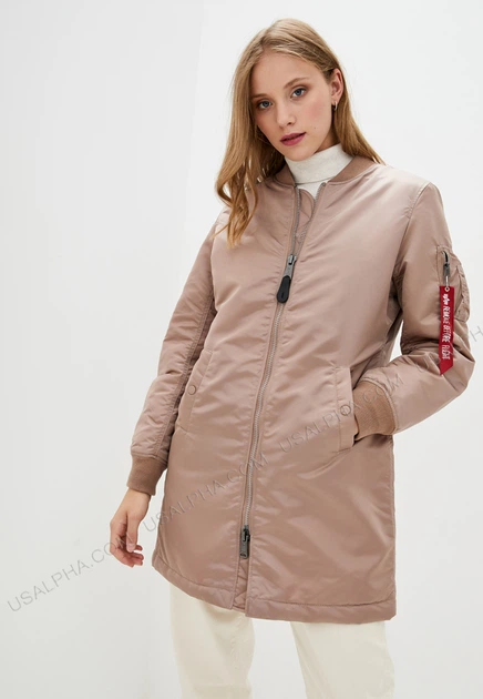 Жіночий бомбер Alpha Industries MA-1 Long W WJM47503C1 L Блідо-рожевий - Фото 6 Жіночий бомбер Alpha Industries MA-1 Long W WJM47503C1 L Блідо-рожевий - зображення 6